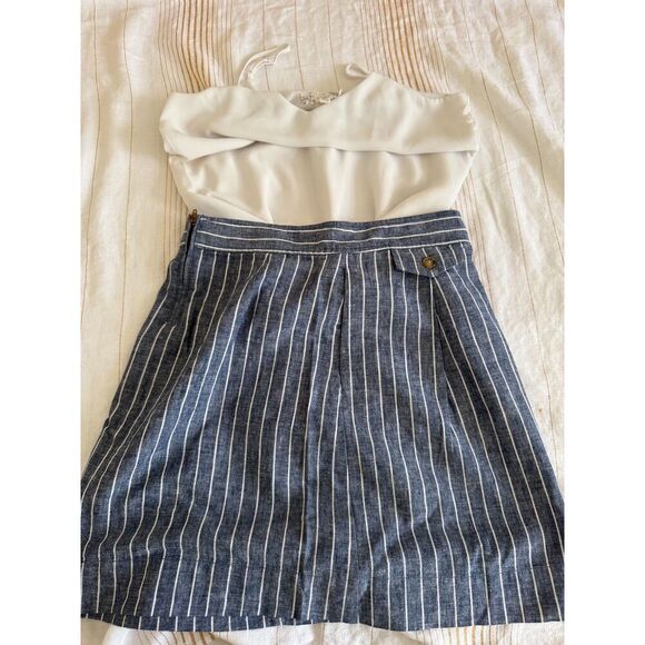Y2K J.Crew Blue & White Striped Cotton Blend Mini - Picture 9 of 9
